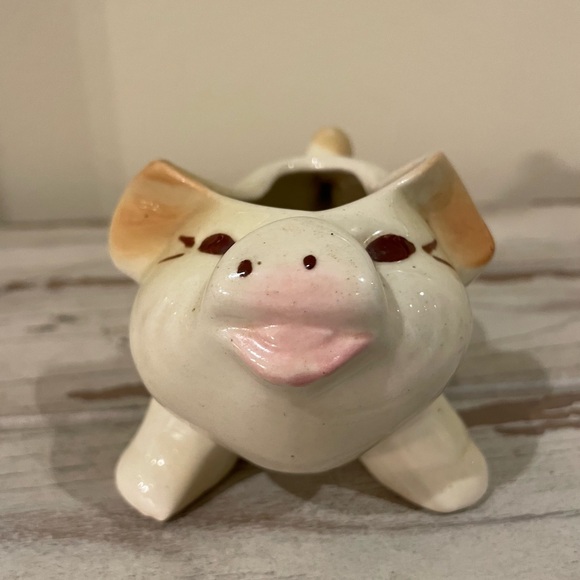 Vintage Ceramic Pig Decor Figurine Mid-Century Style Ceramics Planter Container - Picture 7 of 9